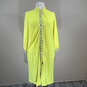 Vintage | Neon Yellow Embroidered House Coat Robe